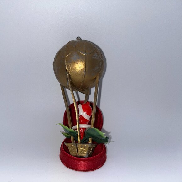 Vintage Pixie Elf Santa's Helper Hot Air Balloon Ornament Kitsch Holly Berry Elf - Picture 6 of 16